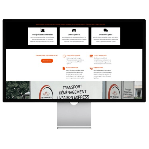 Mockup Accueil site vitrine Transport