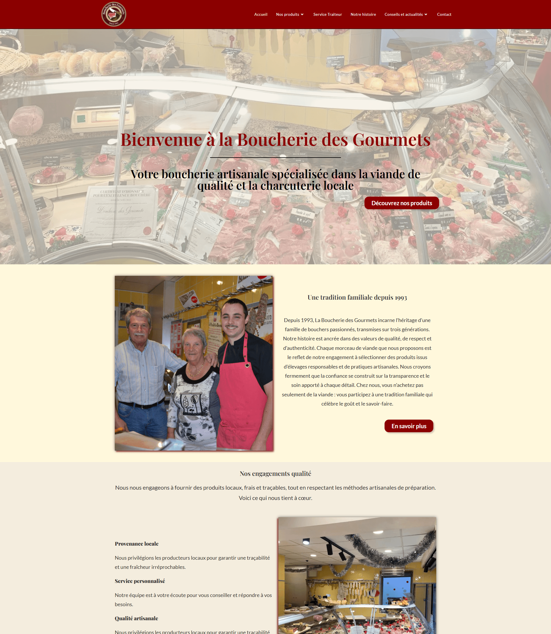 Accueil site vitrine Boucherie traiteur