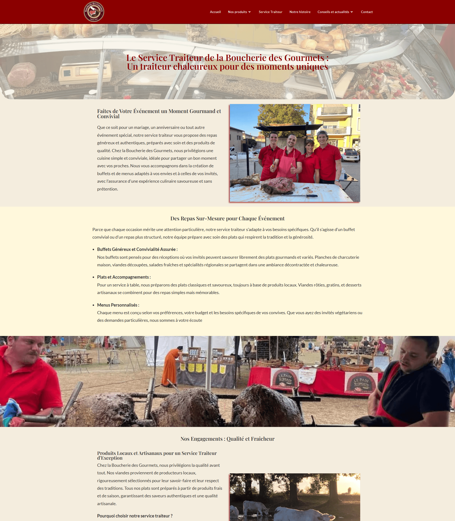 Page traiteur site vitrine Boucherie traiteur