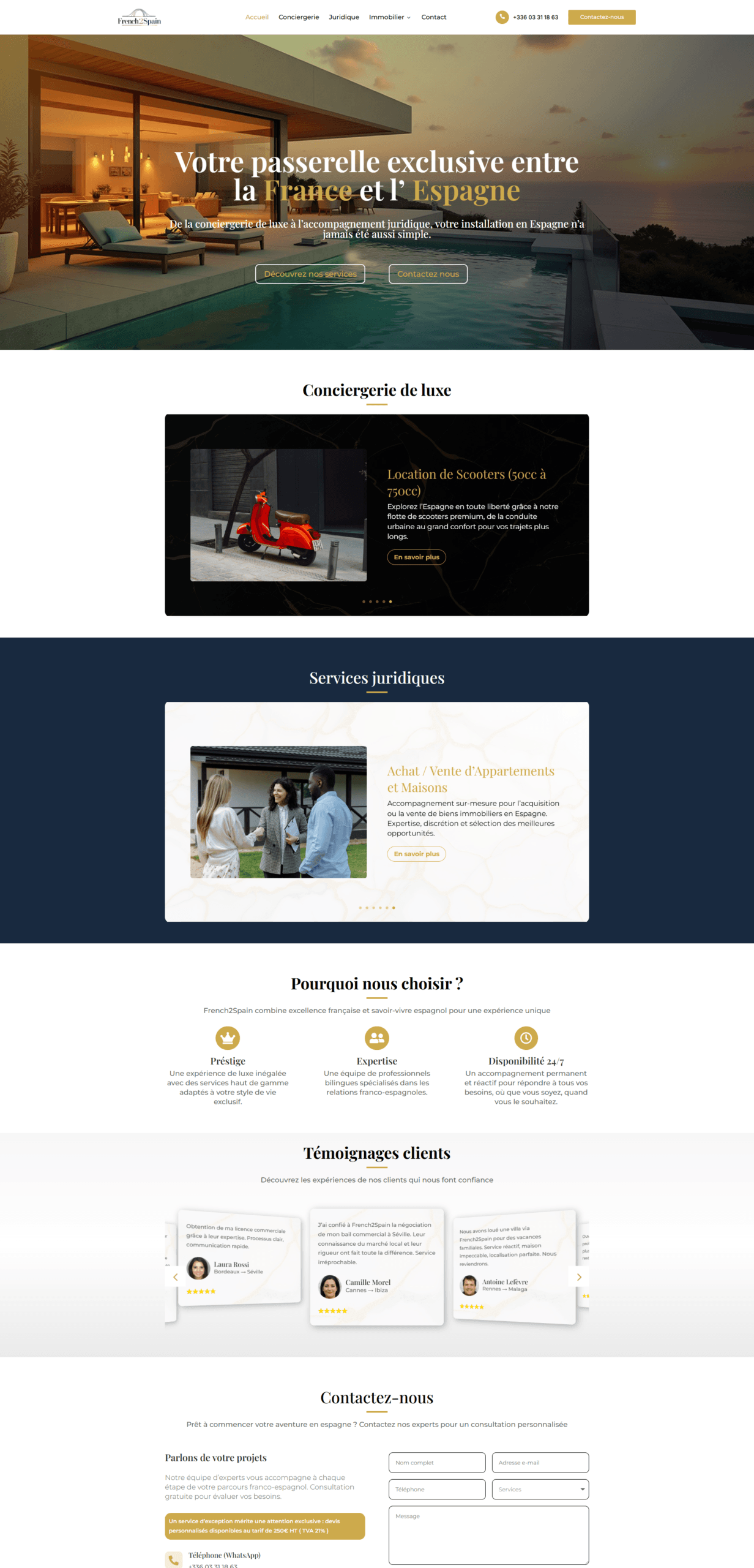 Page d'accueil d'un site de conciergerie