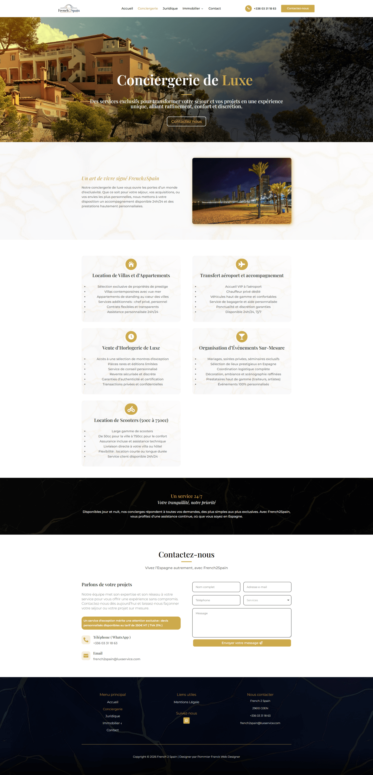 Page services conciergerie d'un site de conciergerie