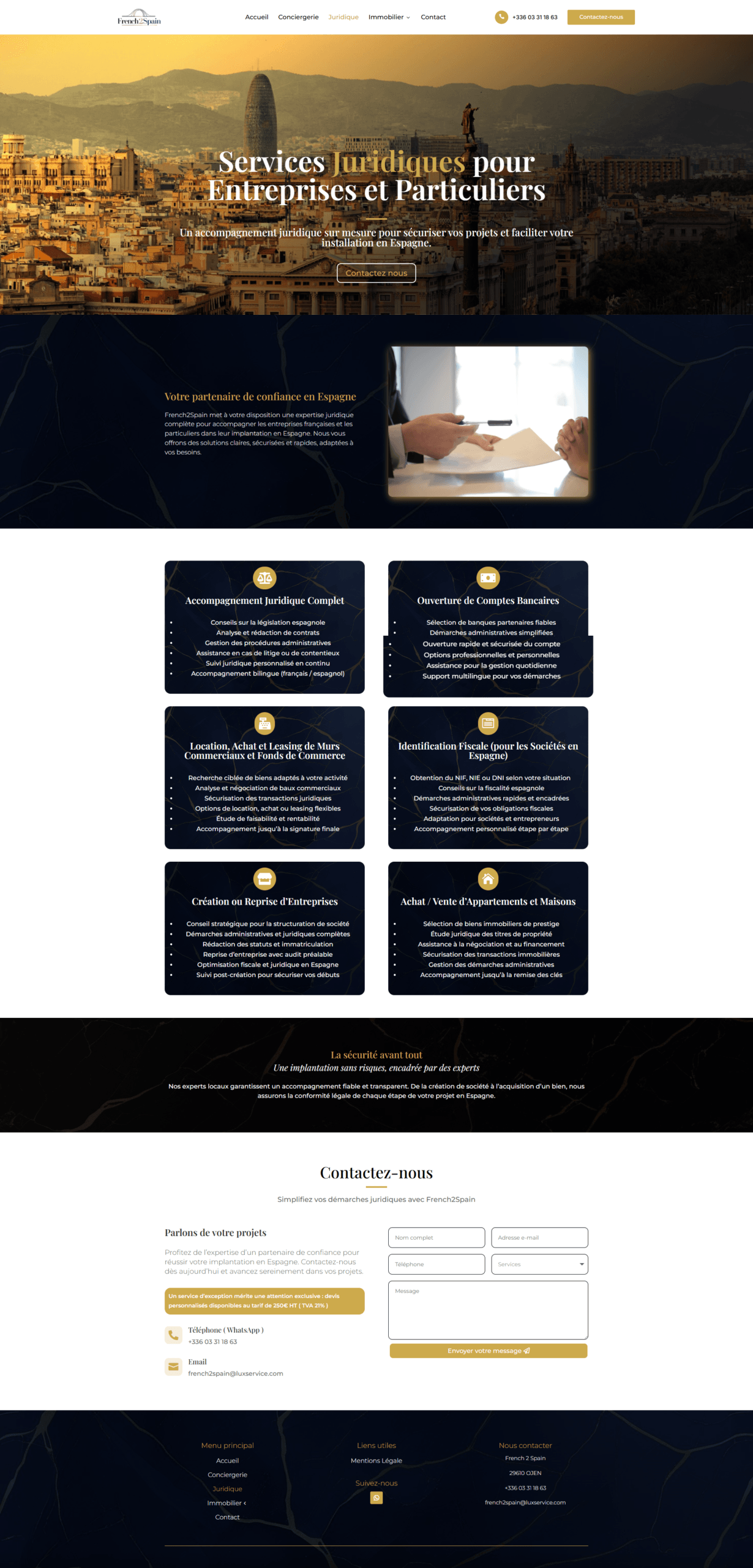 Page services juridique d'un site de conciergerie