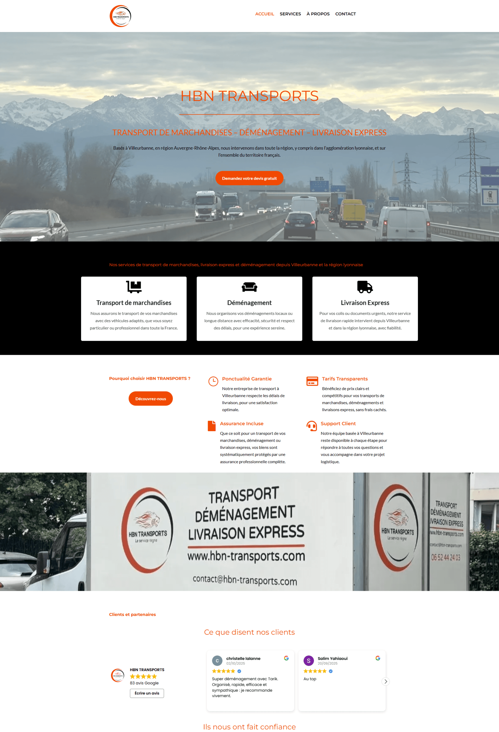 Accueil site vitrine Transport