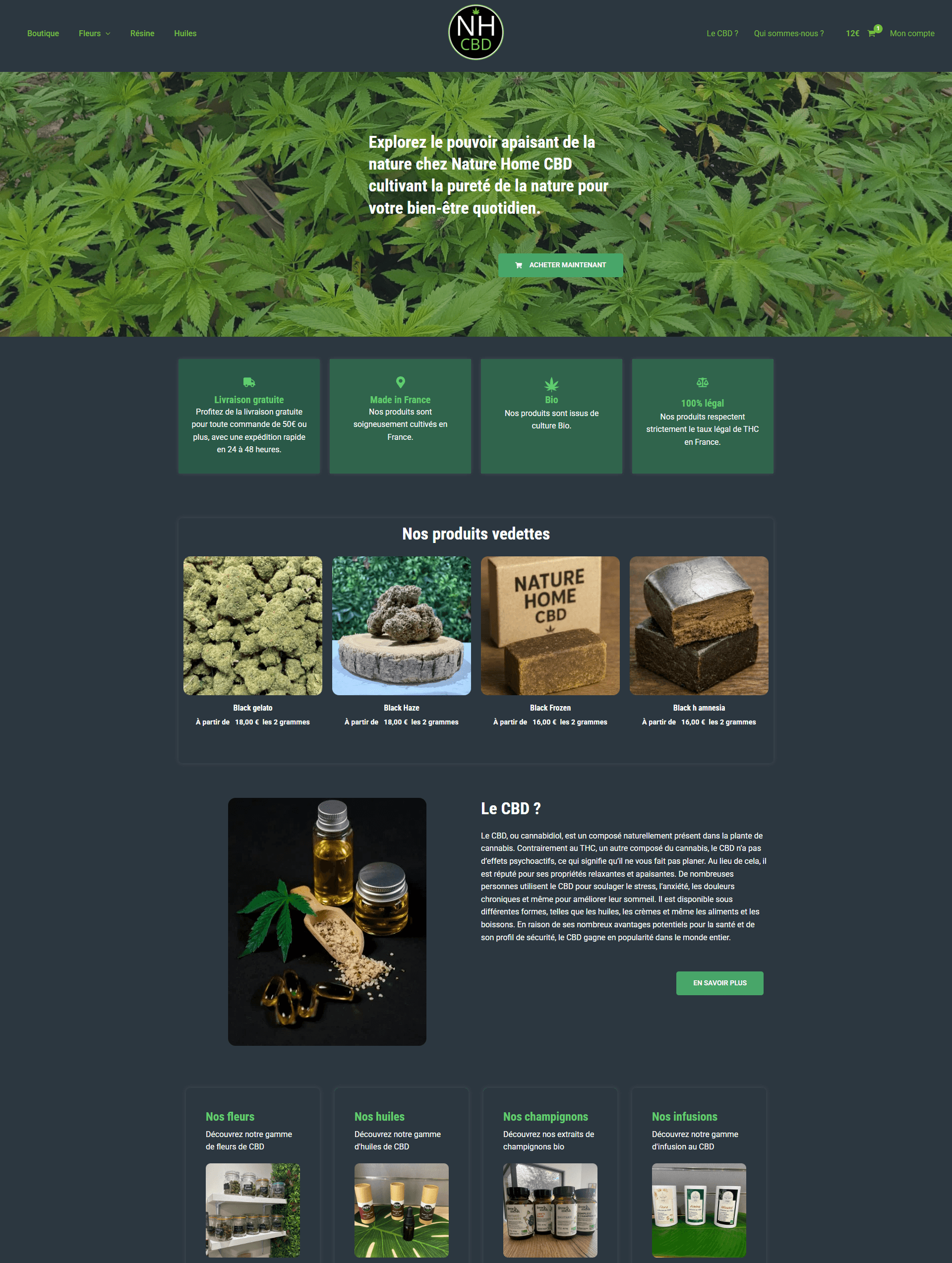 homepage site ecommerce CBD Nature Home CBD