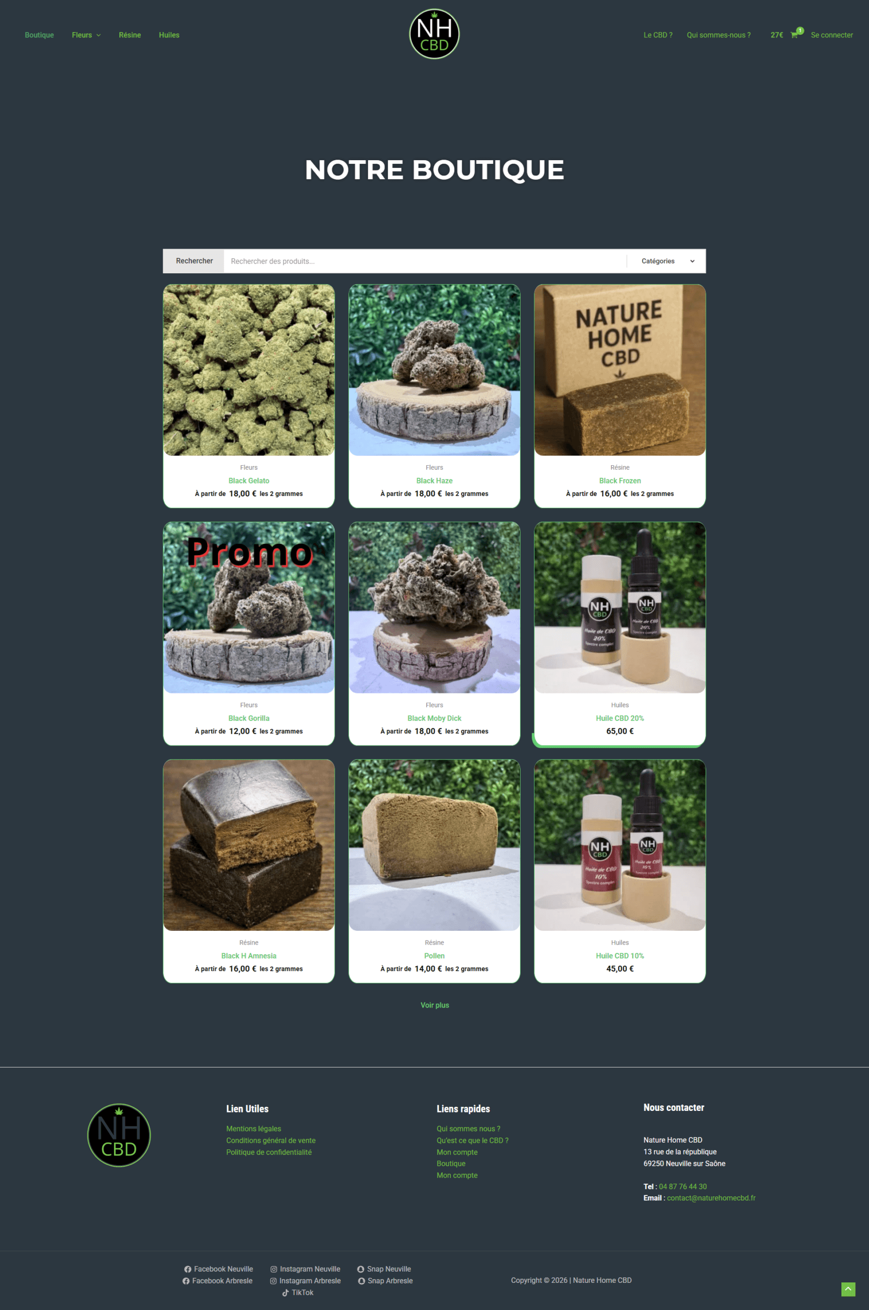 Page boutique avant refonte