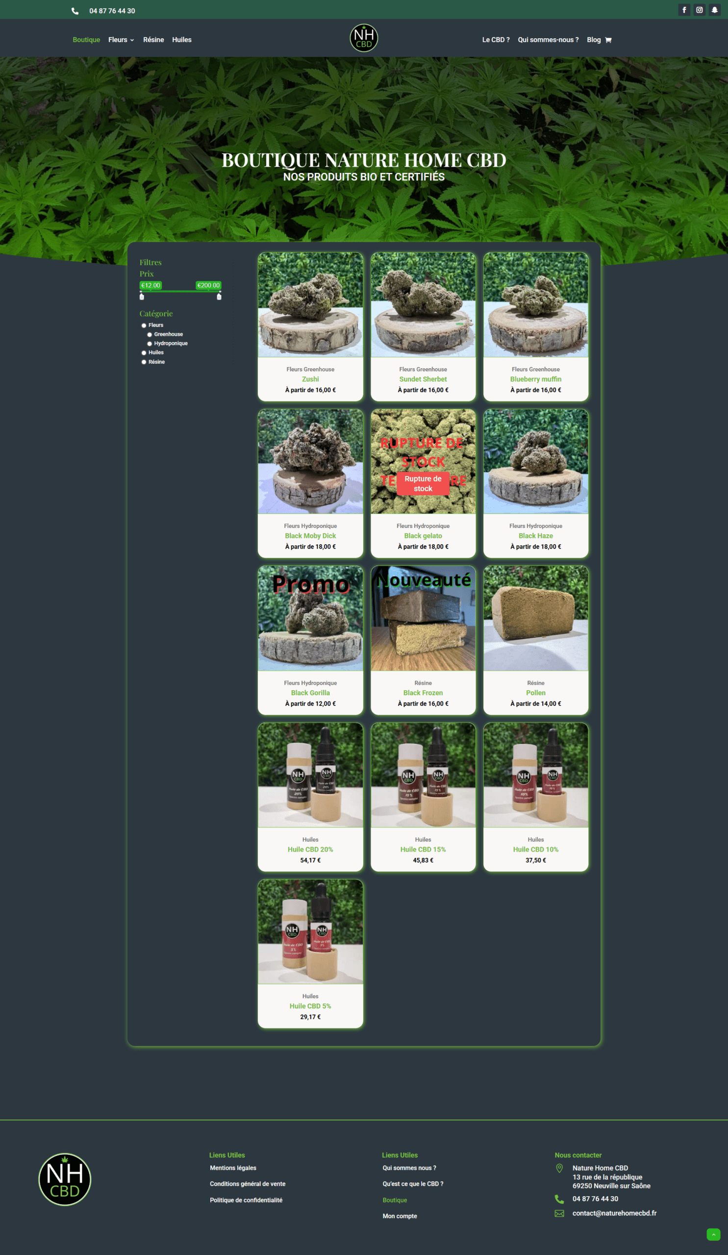 Page boutique après refonte